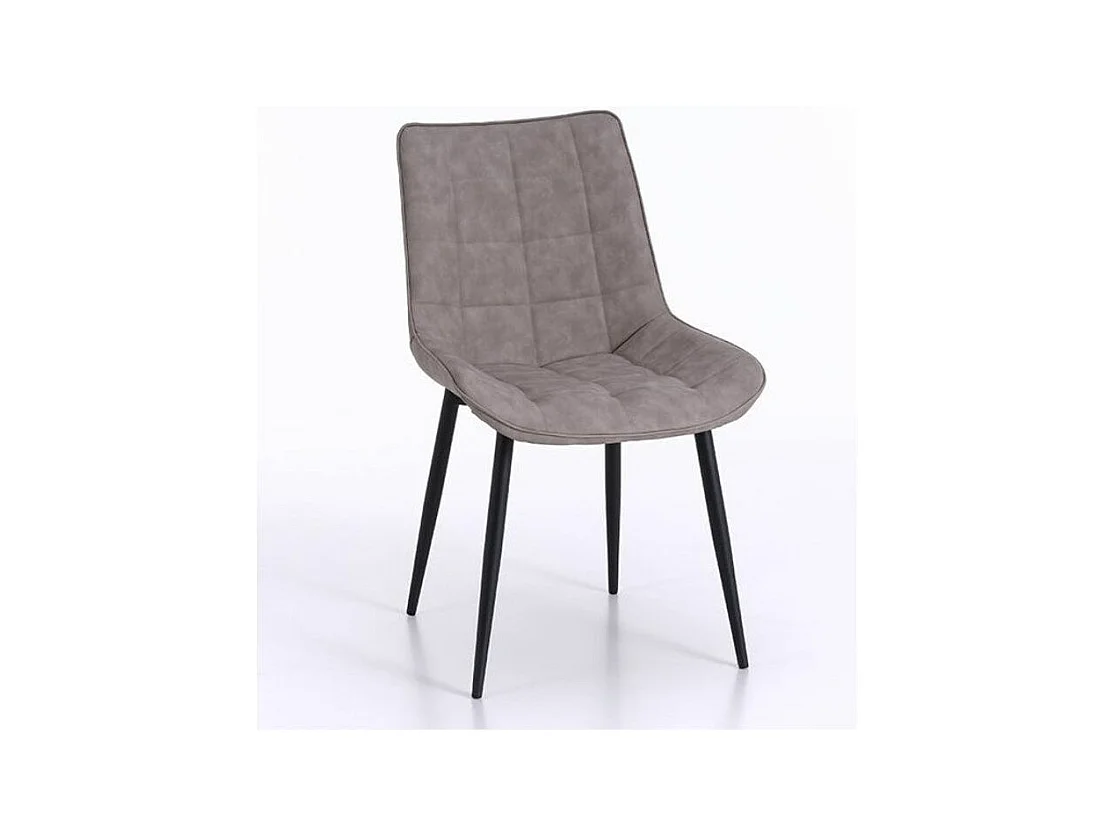 Chaise simili cuir taupe et pieds métal noir Lottac - Lot de 4