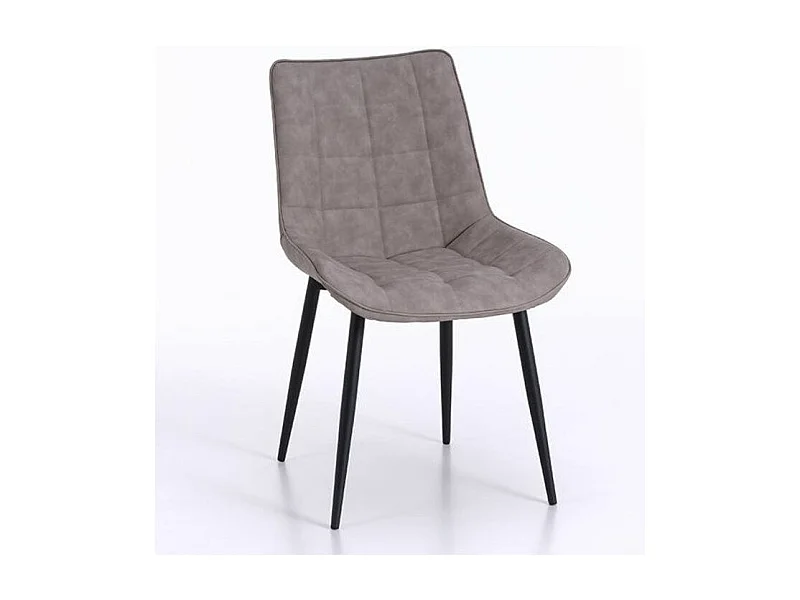 Chaise simili cuir taupe et pieds métal noir Lottac - Lot de 4