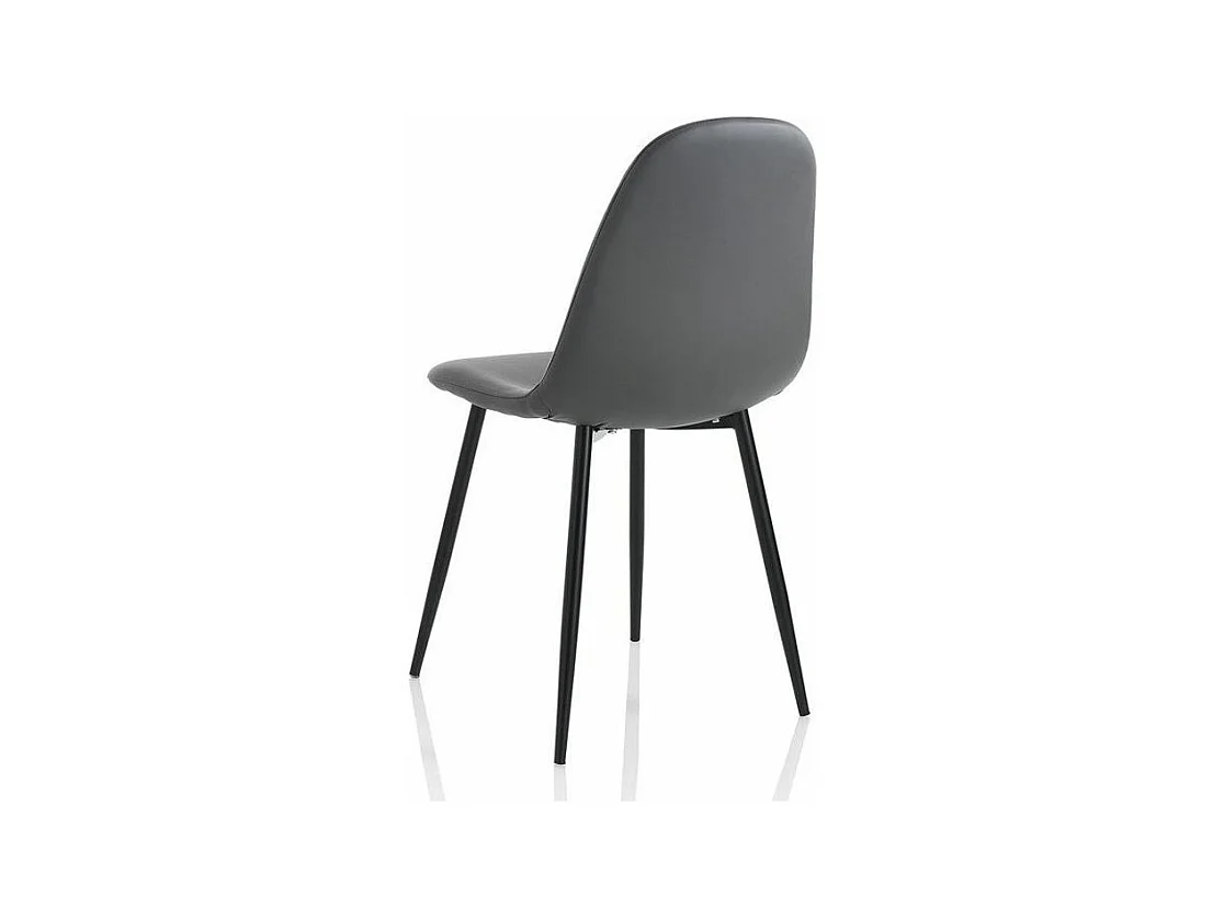 Chaise simili cuir gris et pieds métal noir Danita - Lot de 4