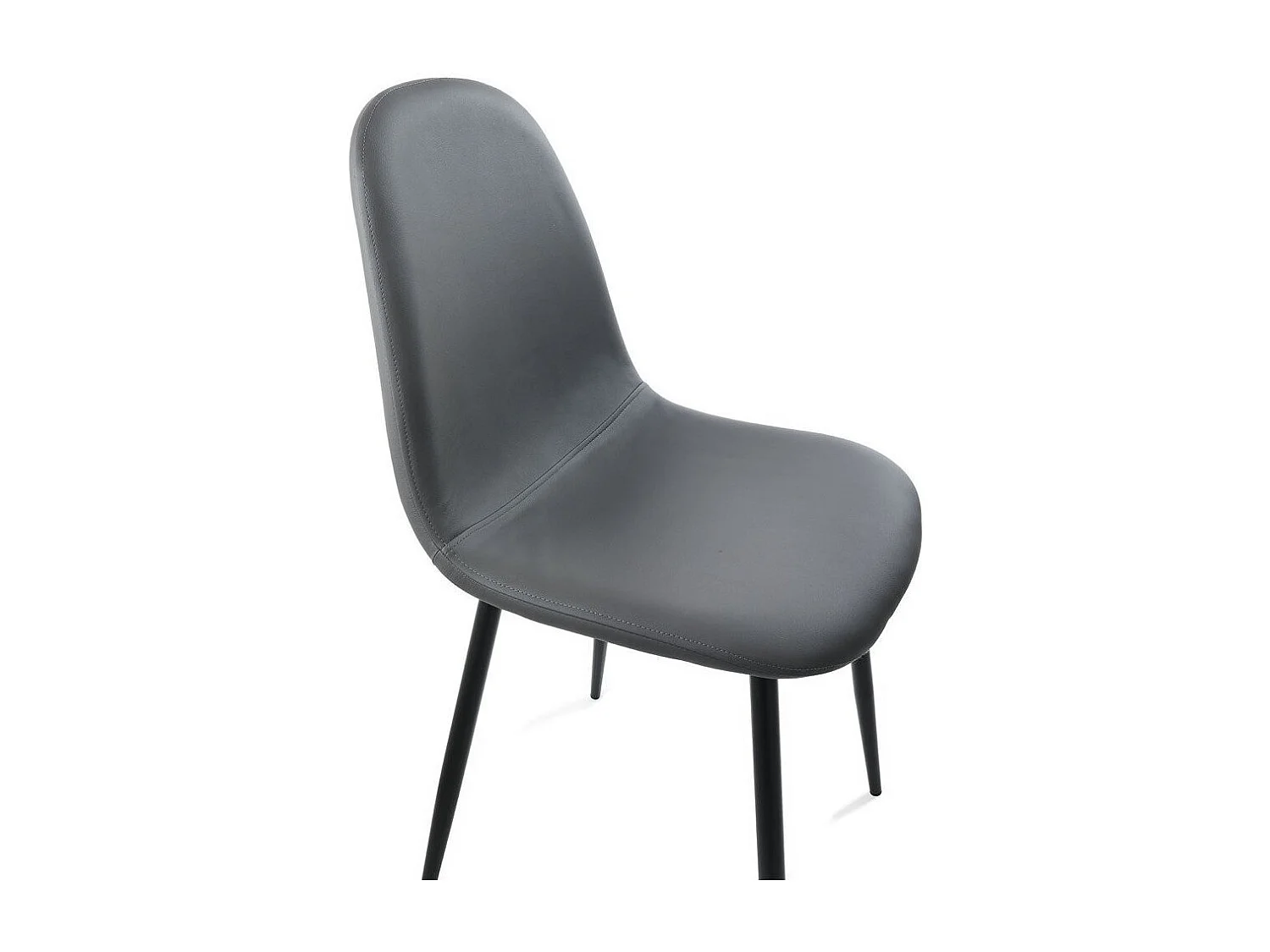Chaise simili cuir gris et pieds métal noir Danita - Lot de 4