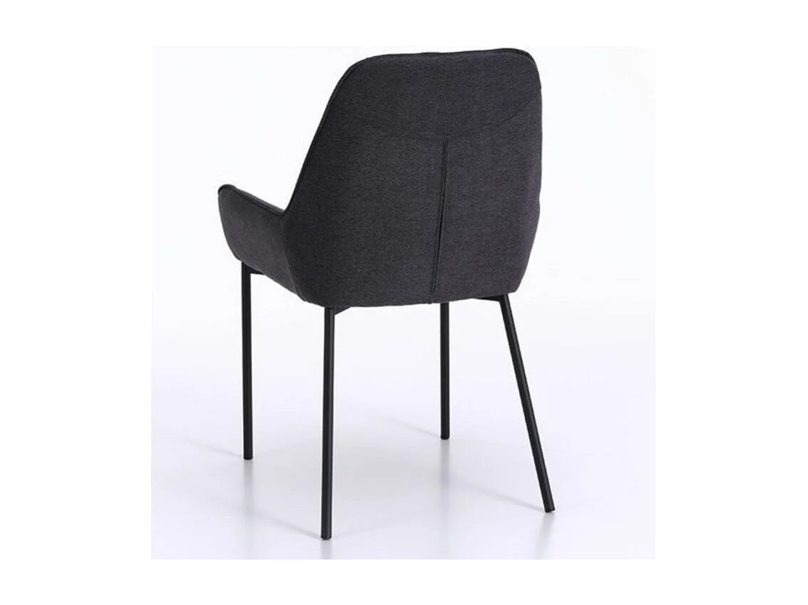 Chaise avec accoudoirs tissu gris foncé et pieds métal noir Omery - Lot de 4