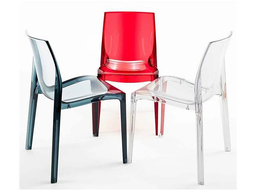 Chaise polycarbonate transparente ROMIA - Usage intérieur-extérieur-Transparent