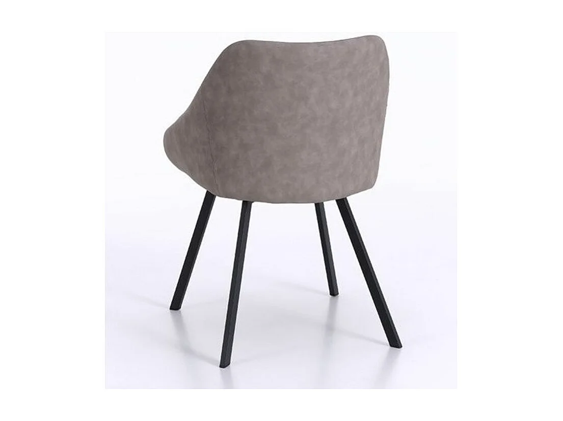 Chaise avec accoudoirs simili cuir taupe et pieds métal noir Moza - Lot de 2
