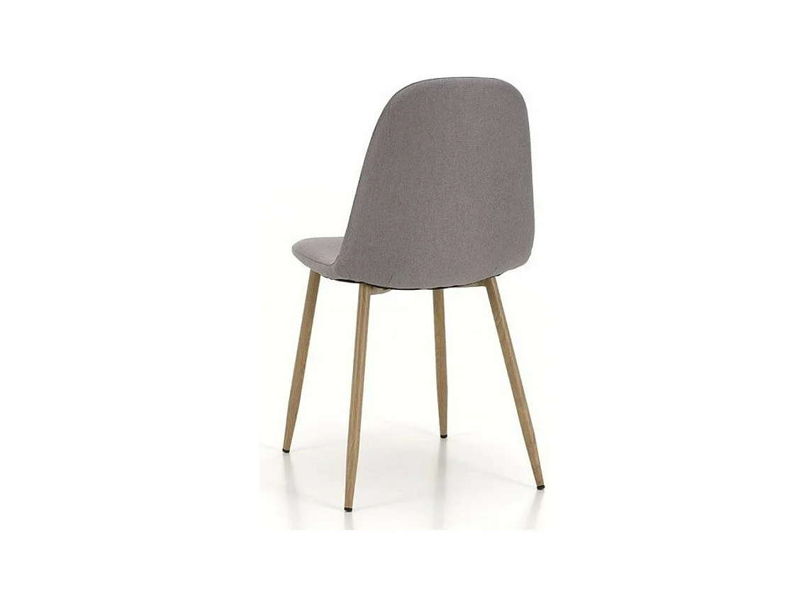 Mosac lichtgrijze stoffen stoel en metalen poten met houteffect - Set van 4