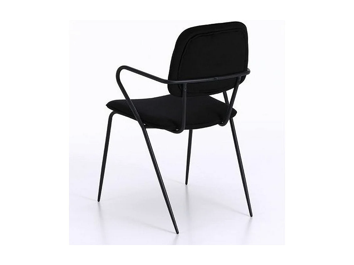Chaise avec accoudoirs velours noir et pieds métal noir Taio - Lot de 4