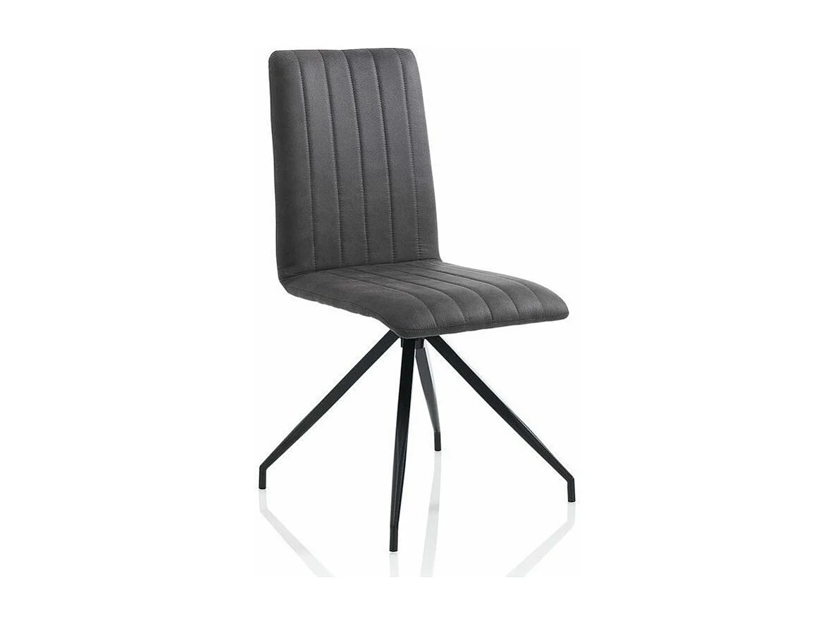 Chaise simili cuir anthracite et pieds métal noir Kirane - Lot de 2