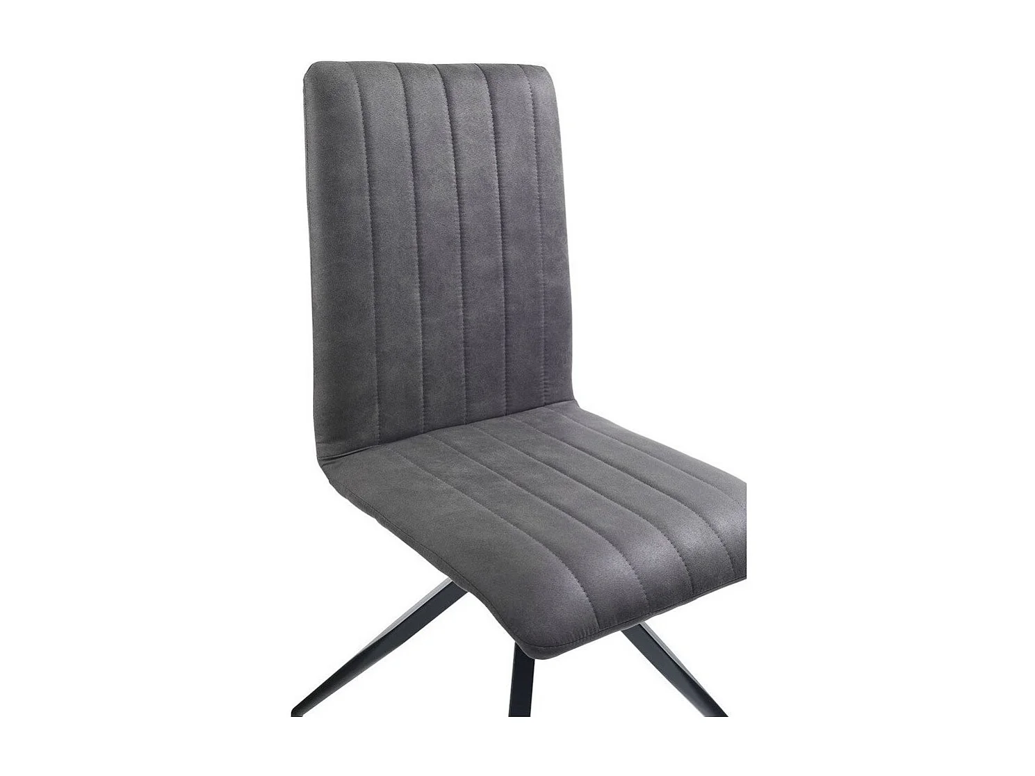 Chaise simili cuir anthracite et pieds métal noir Kirane - Lot de 2