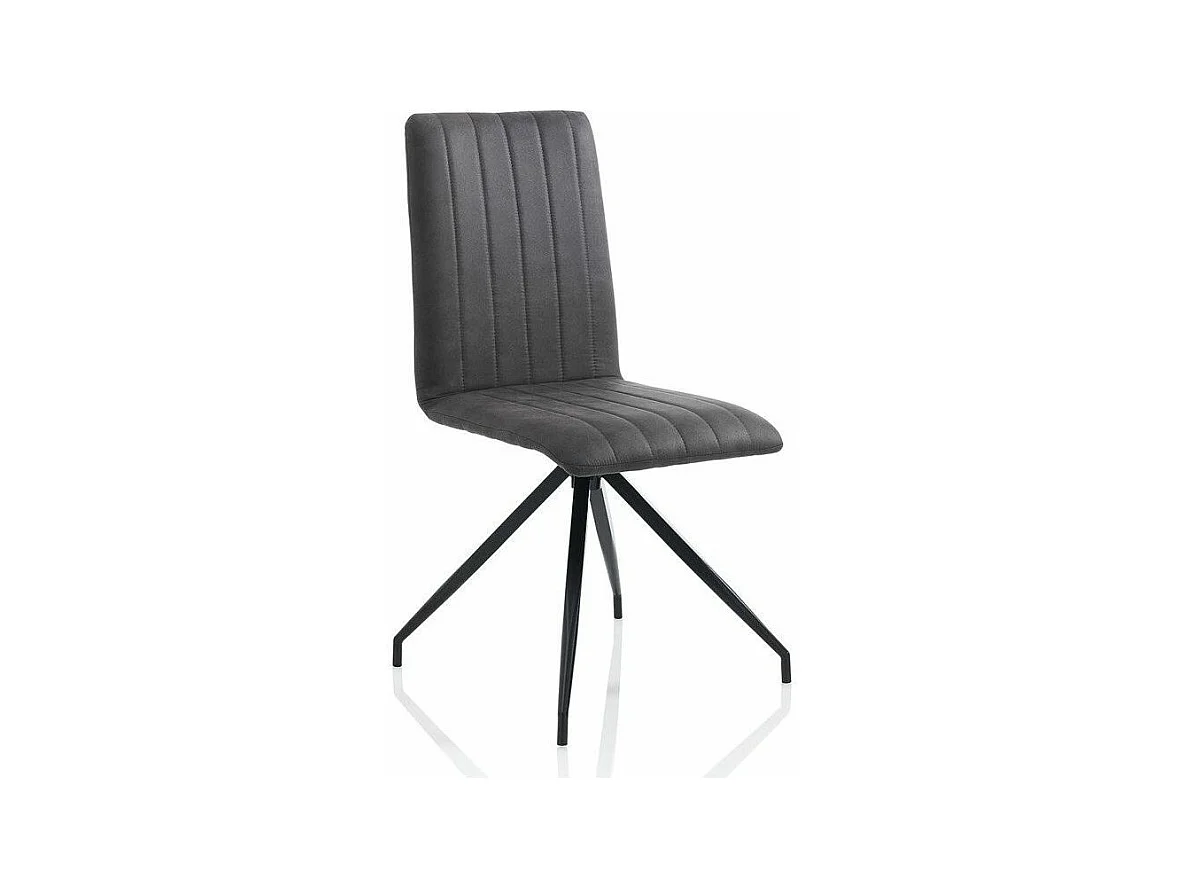 Chaise simili cuir anthracite et pieds métal noir Kirane - Lot de 2