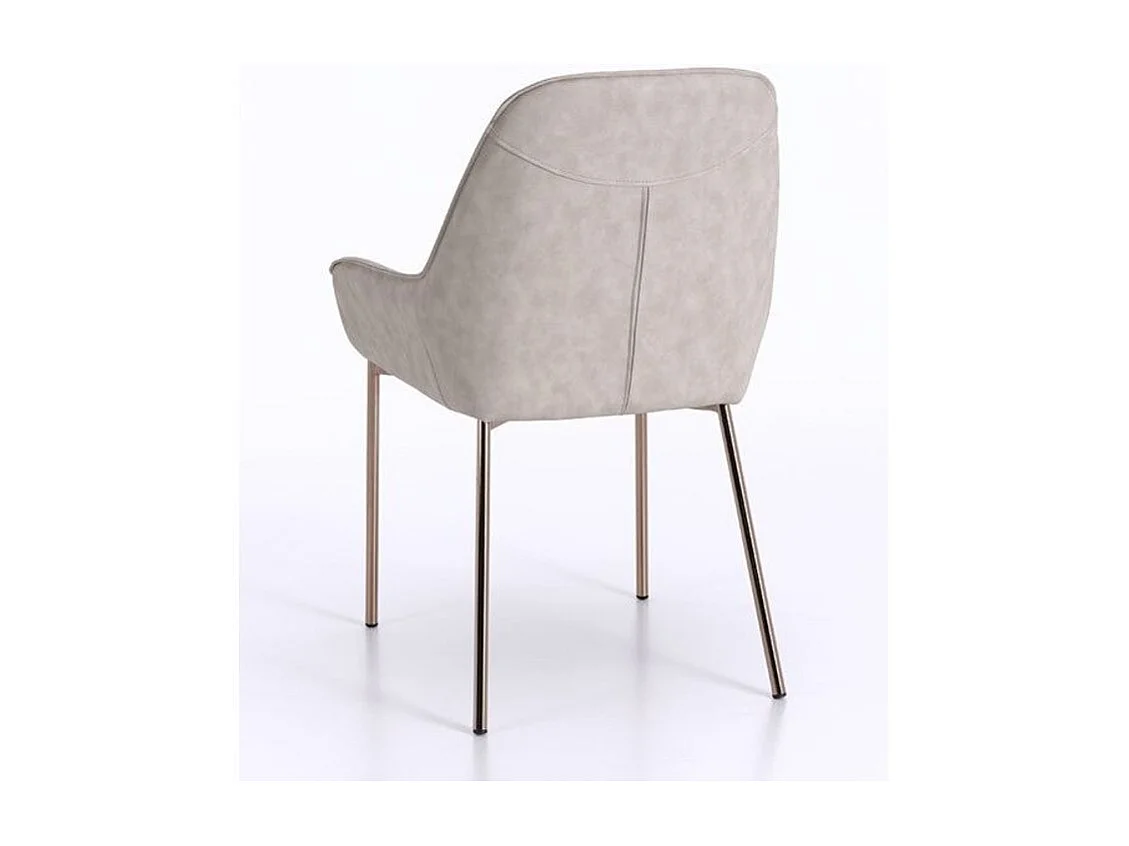 Chaise avec accoudoirs simili cuir beige et pieds métal cuivré Omery - Lot de 4