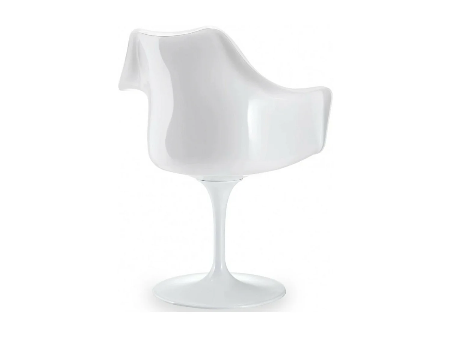 Fauteuil blanc brillant avec coussin tissu blanc pétale de tulipe