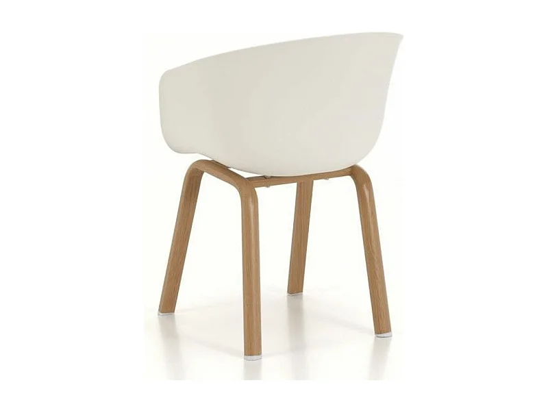 Chaise avec accoudoirs polypropylène gris et pieds métal effet bois Latan - Lot de 4 2