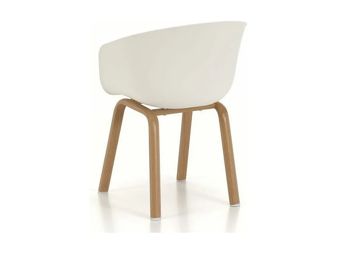 Chaise avec accoudoirs polypropylène gris et pieds métal effet bois Latan - Lot de 4 2