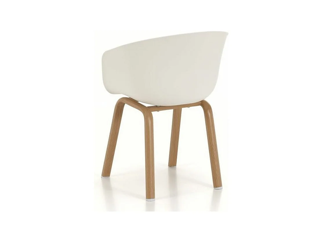 Chaise avec accoudoirs polypropylène gris et pieds métal effet bois Latan - Lot de 4 2