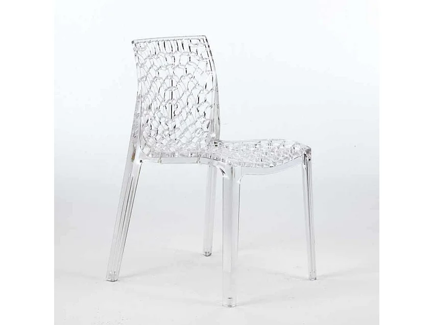 Chaise transparente empilable Pikazo-Couleur Gris