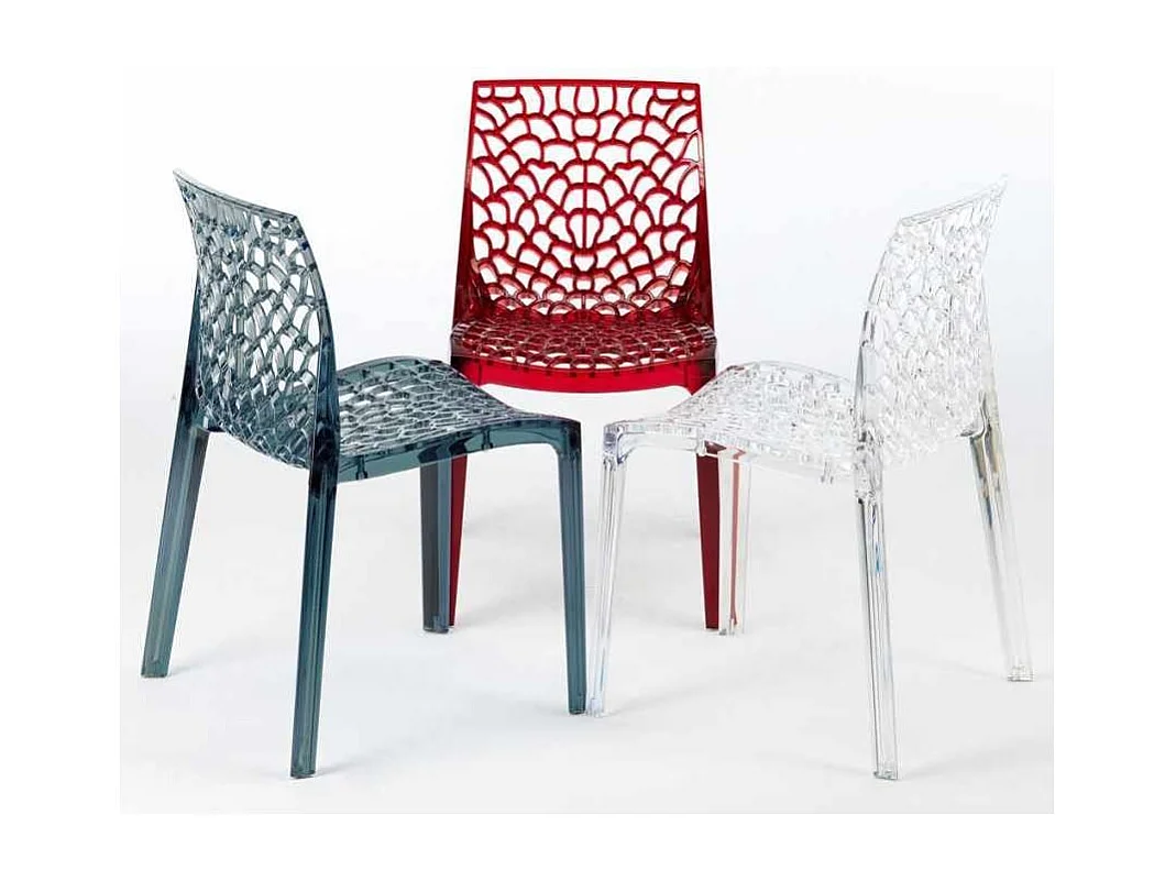 Chaise transparente empilable Pikazo-Couleur Gris