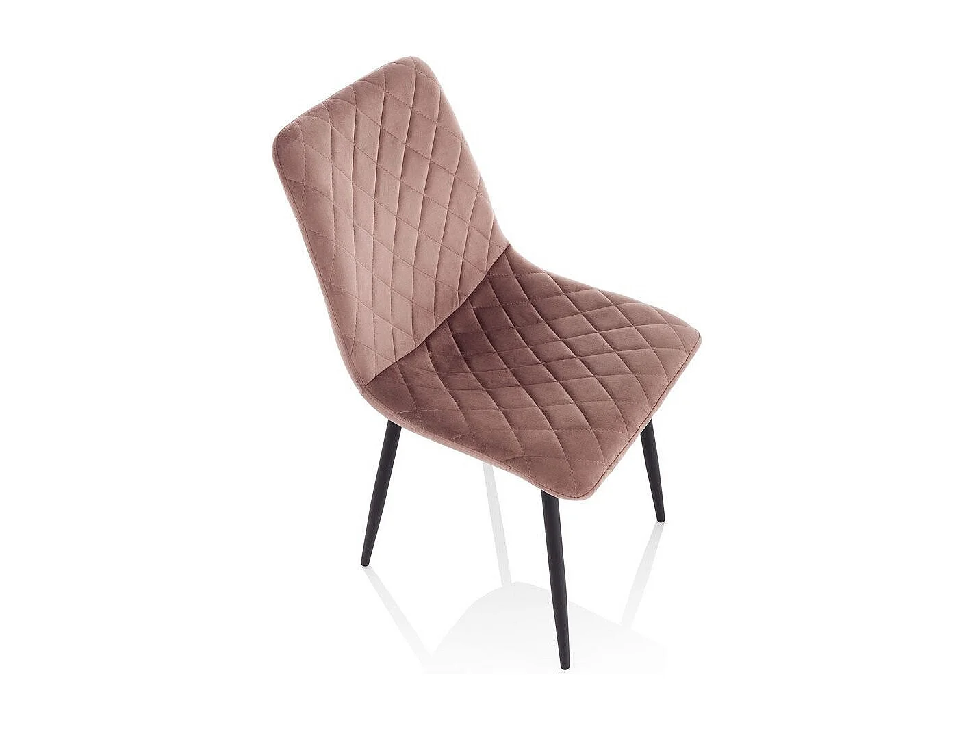 Chaise velours rose et pieds métal noir Danila - Lot de 4