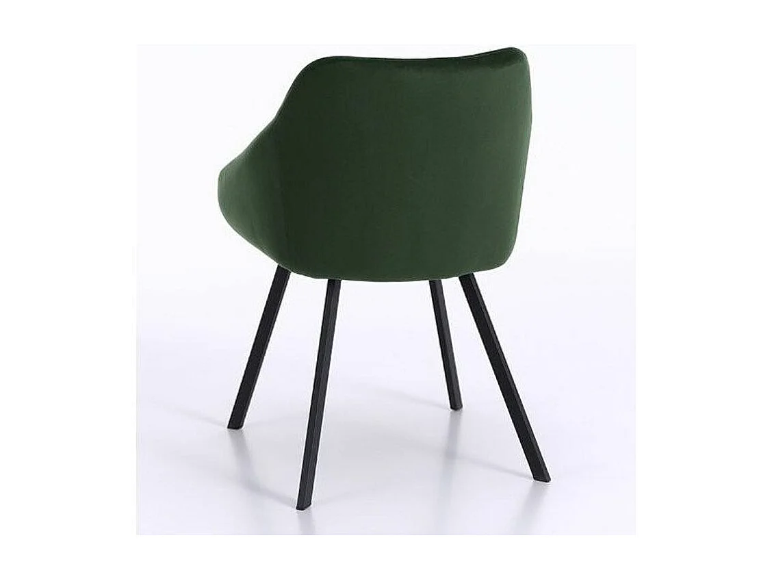 Chaise avec accoudoirs velours vert et pieds métal noir Moza - Lot de 2