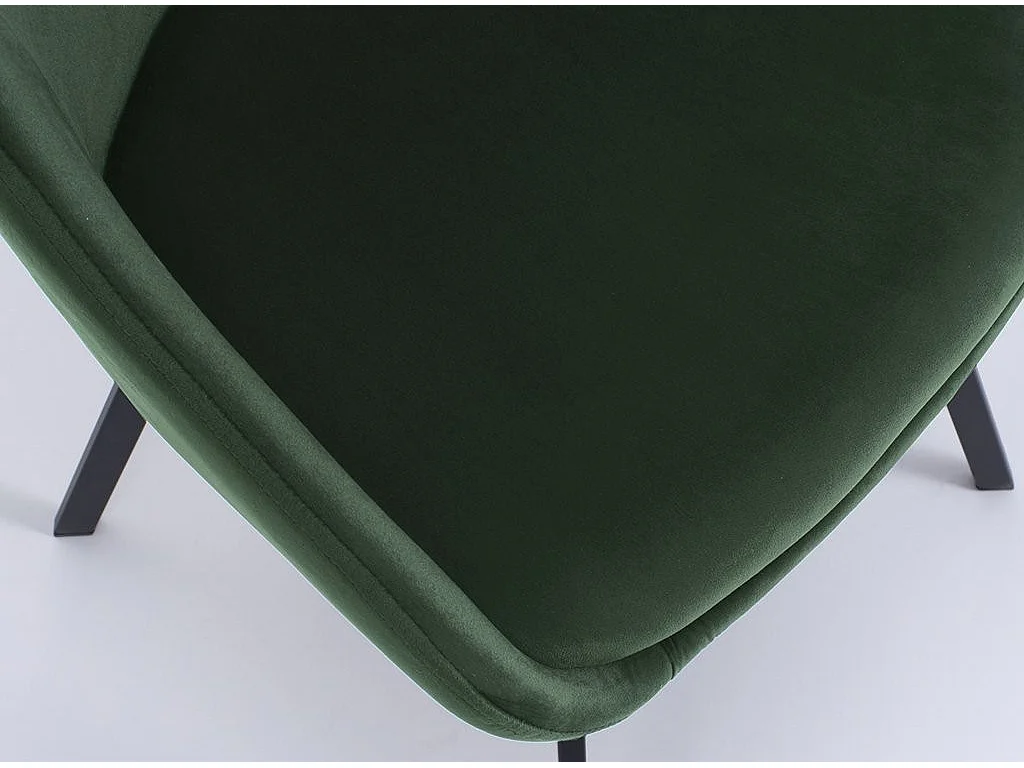 Chaise avec accoudoirs velours vert et pieds métal noir Moza - Lot de 2