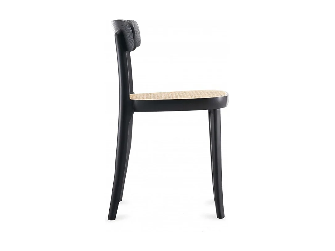 Zwarte rotan en essenhouten stoel