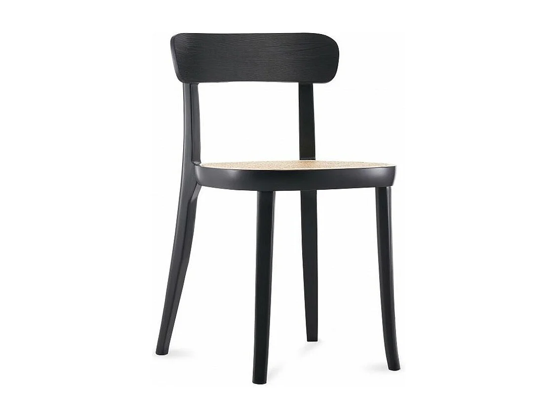 Zwarte rotan en essenhouten stoel