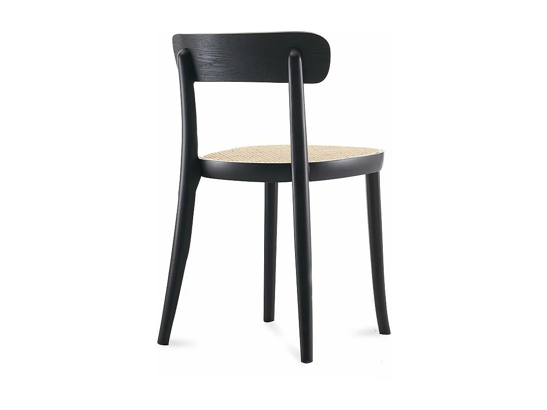 Zwarte rotan en essenhouten stoel