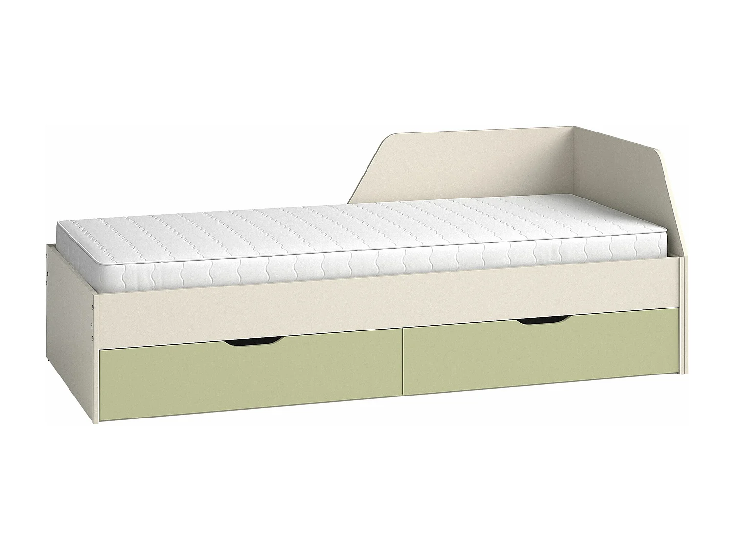 Lit Morsoru 108, Unique, Vert, 90x200, Stratifié, Sommier à lattes, 96x205x75cm