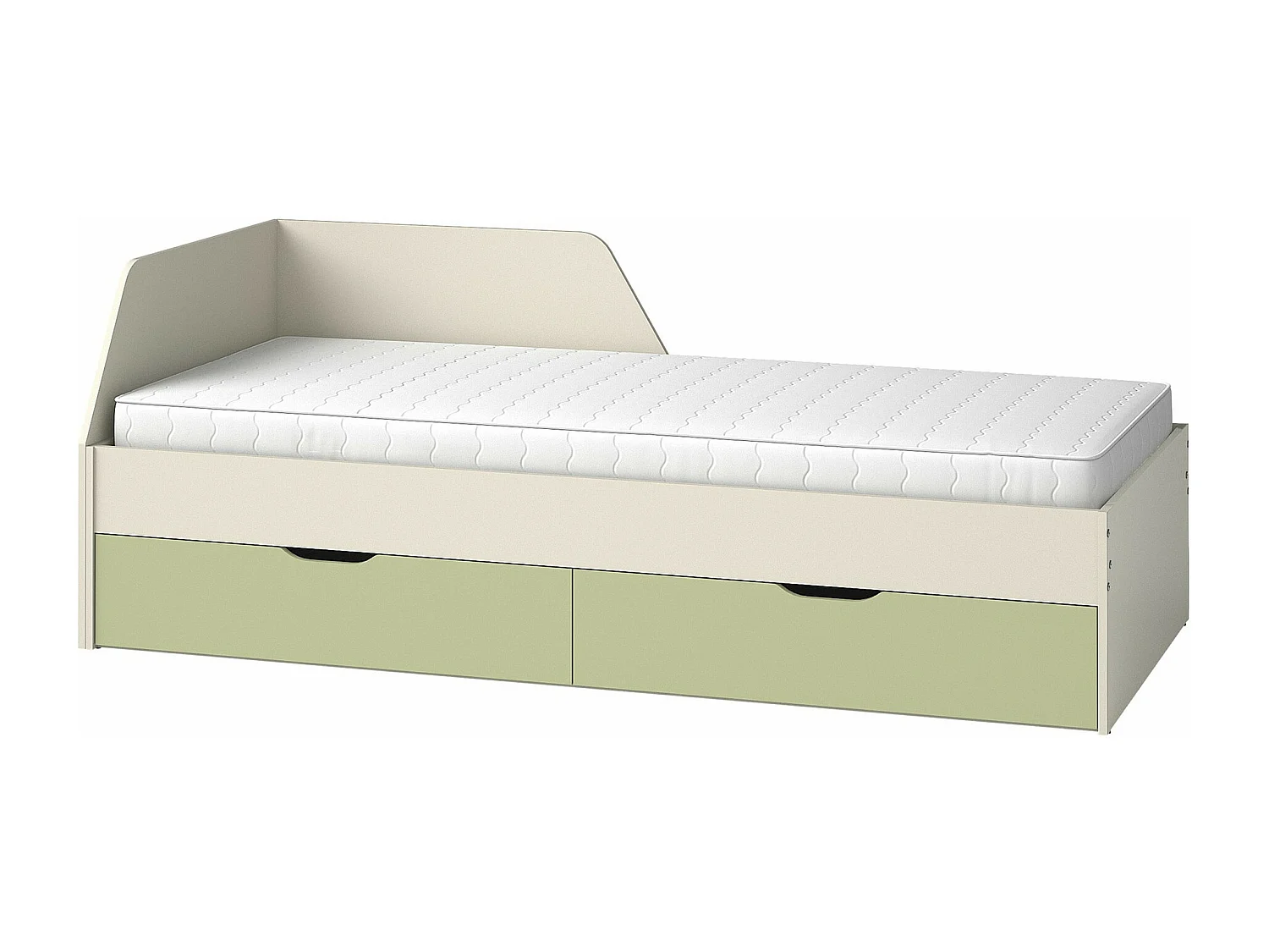 Lit Morsoru 108, Unique, Vert, 90x200, Stratifié, Sommier à lattes, 96x205x75cm