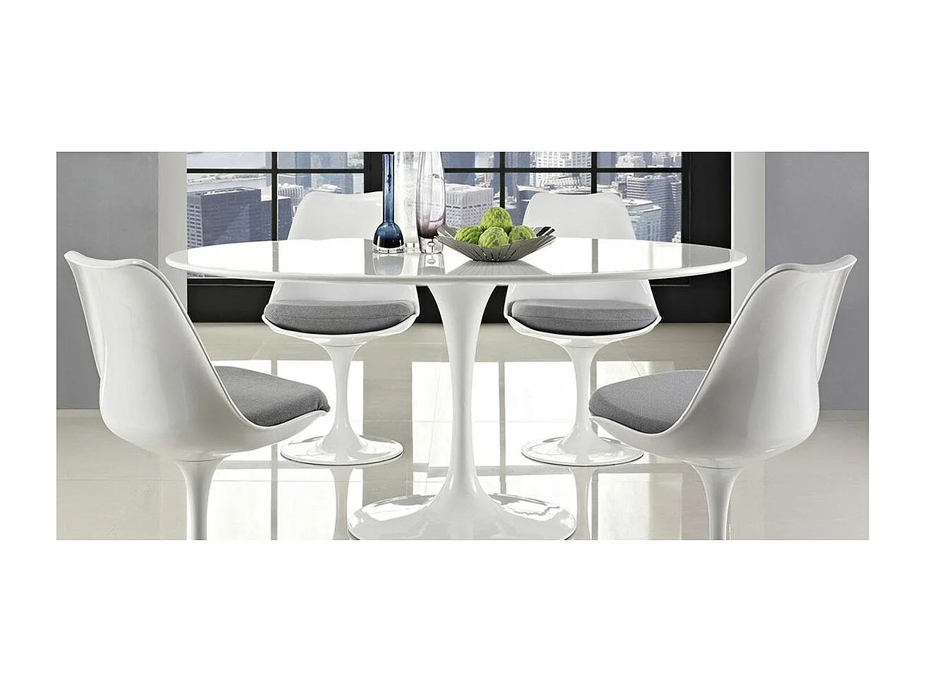 Table ronde 120cm laquée blanc Pétale