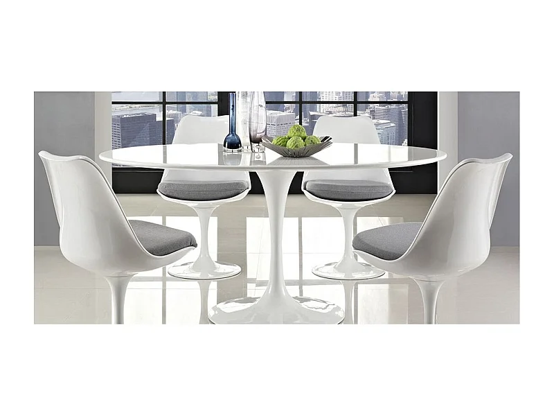 Table ronde 120cm laquée blanc Pétale