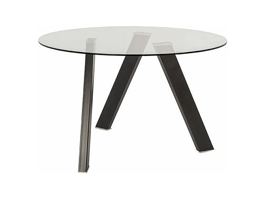 Table ronde acier noir et verre transparent Drys 120cm