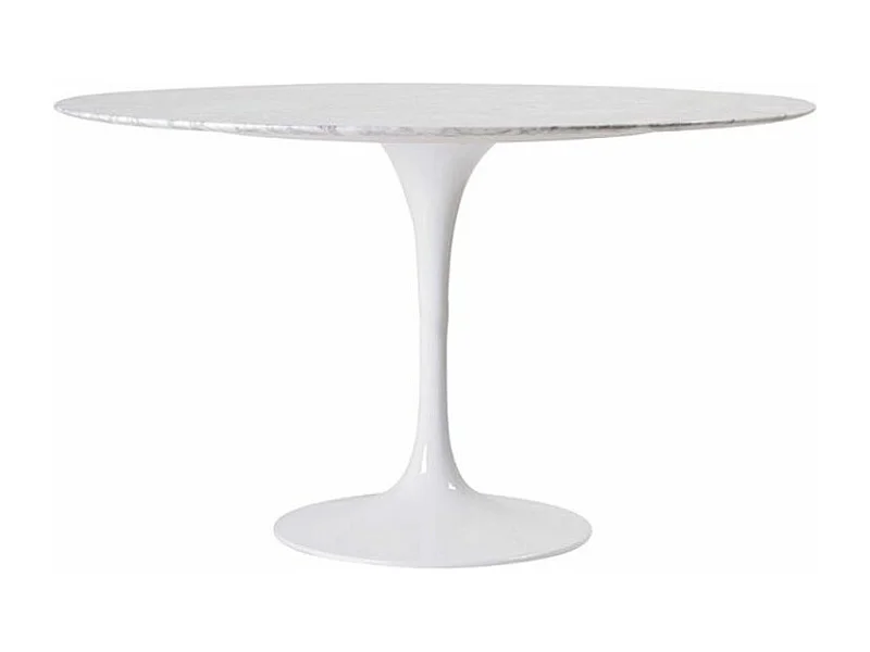Table ronde design 120cm en marbre blanc de Carrare