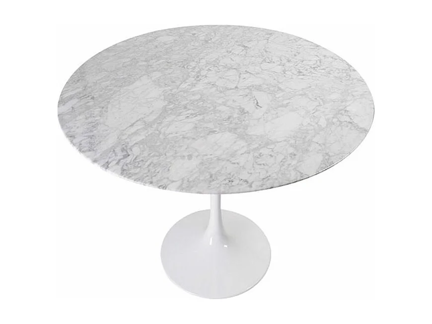 Table ronde design 120cm en marbre blanc de Carrare