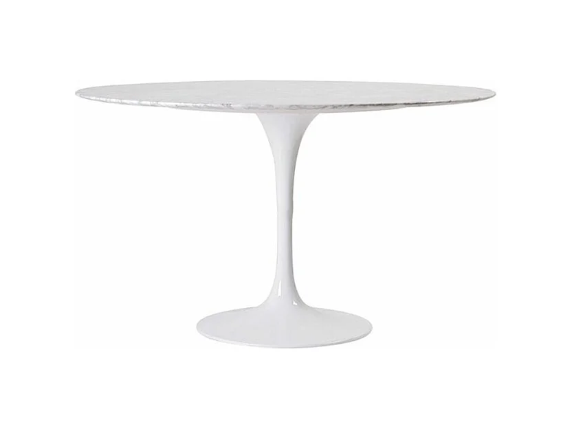 Table ronde design 120cm en marbre blanc de Carrare