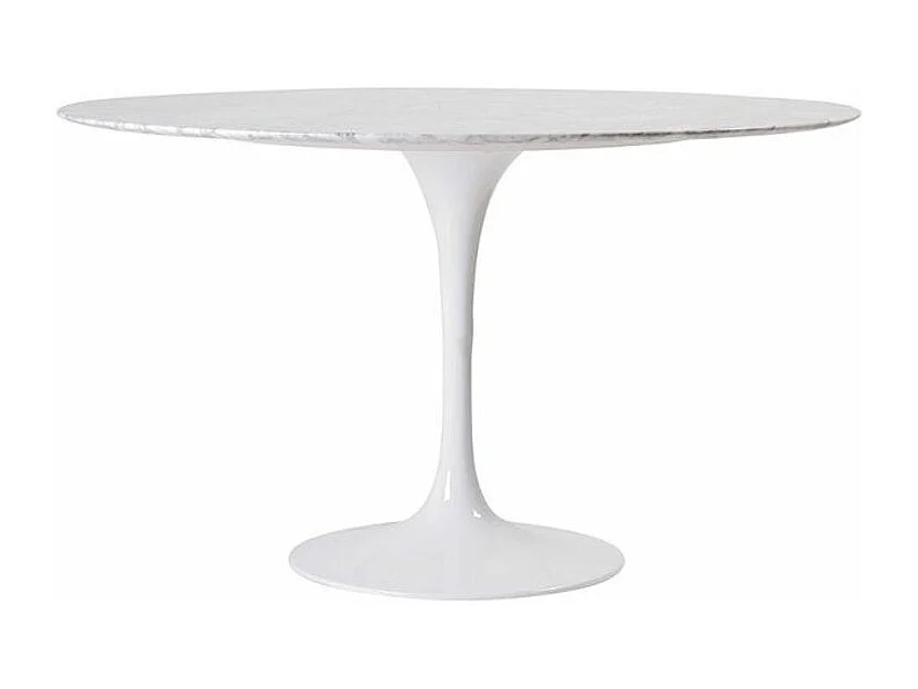 Table ronde design 120cm en marbre blanc de Carrare