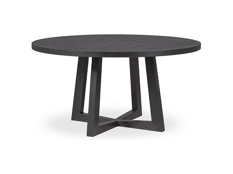 Table à manger ronde bois de frêne noir Tima 150cm