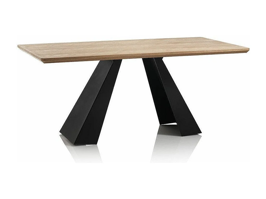 Table à manger bois chêne clair et pieds métal noir Mel L 180cm