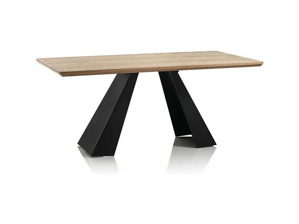 Table à manger bois chêne clair et pieds métal noir Mel L 180cm