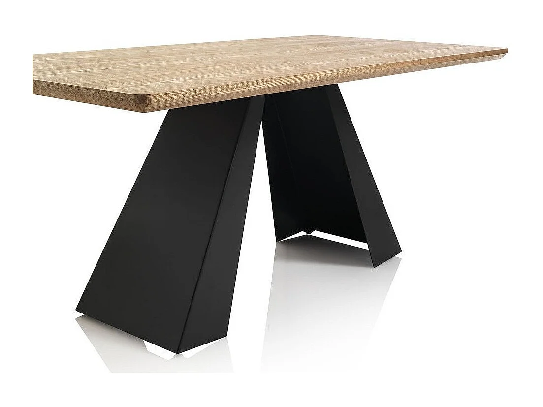 Table à manger bois chêne clair et pieds métal noir Mel L 180cm