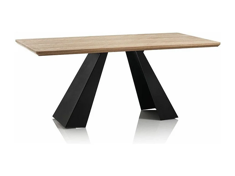 Table à manger bois chêne clair et pieds métal noir Mel L 180cm