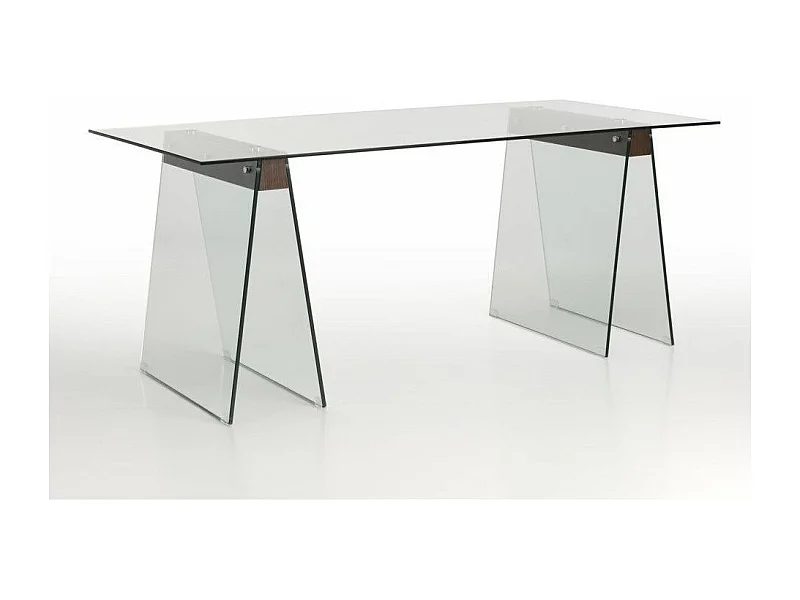 Table à manger design verre trempé transparent Luisa L 180cm