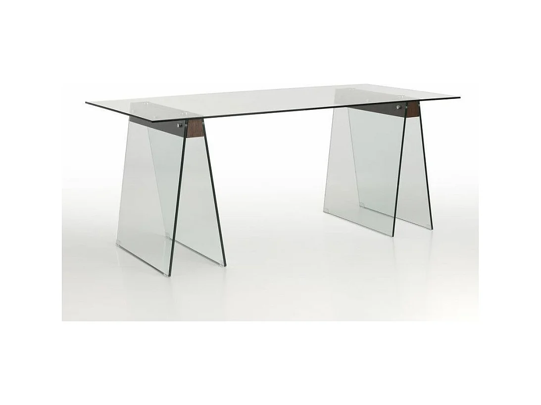 Table à manger design verre trempé transparent Luisa L 180cm