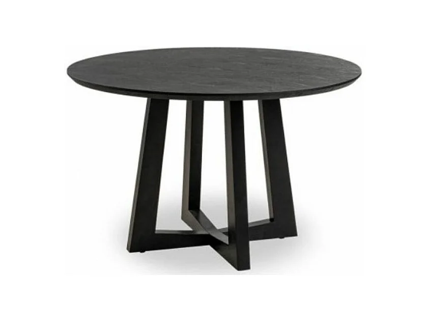 Table à manger ronde bois de frêne noir Tima 115cm