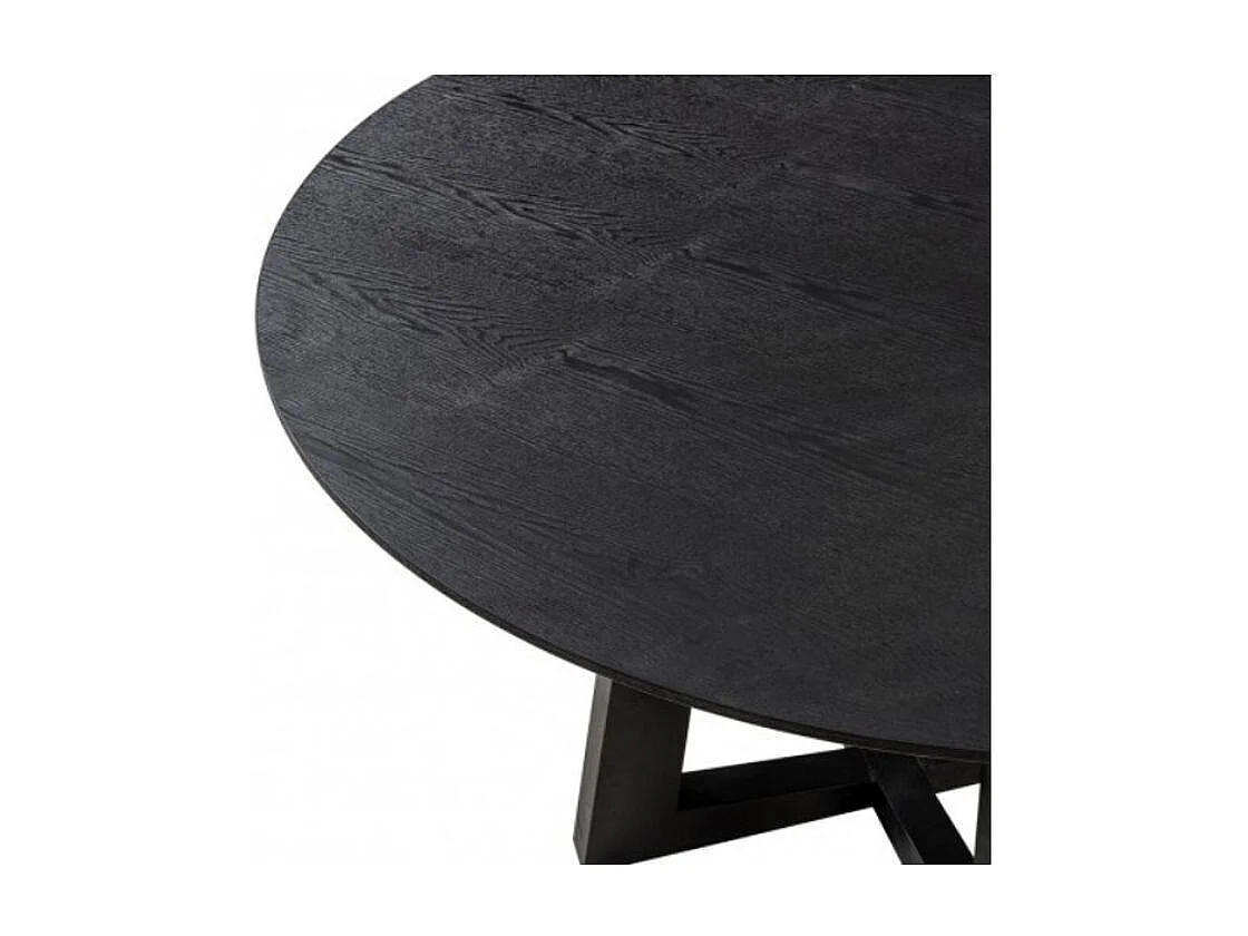 Table à manger ronde bois de frêne noir Tima 115cm