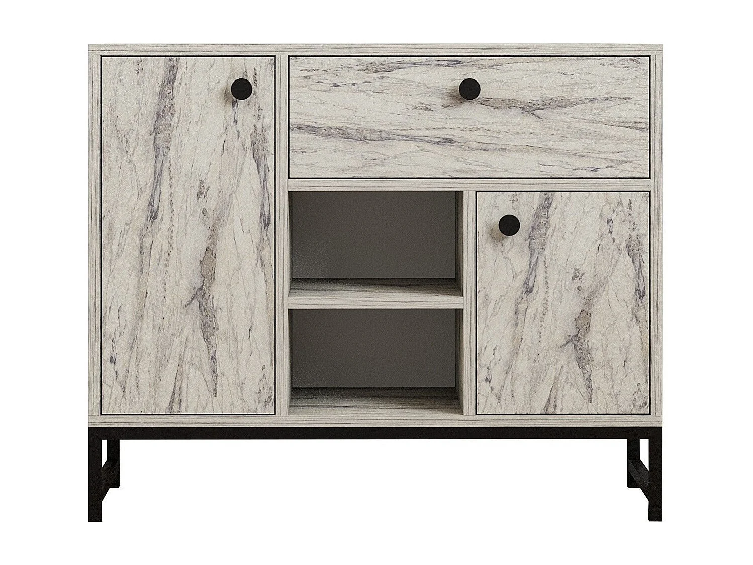 Aparador em mármore freesia – 90cm x 75cm x 40cm – Mármore Freesia – Painel de partículas revestido a melamina