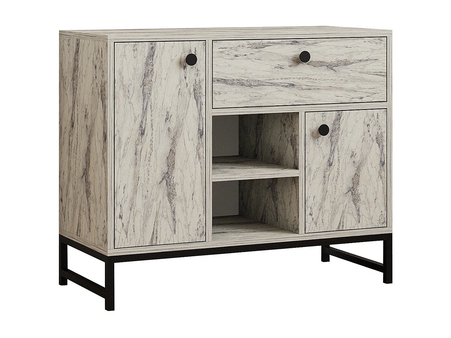 Aparador em mármore freesia – 90cm x 75cm x 40cm – Mármore Freesia – Painel de partículas revestido a melamina