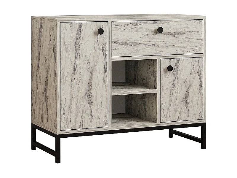 Aparador em mármore freesia – 90cm x 75cm x 40cm – Mármore Freesia – Painel de partículas revestido a melamina