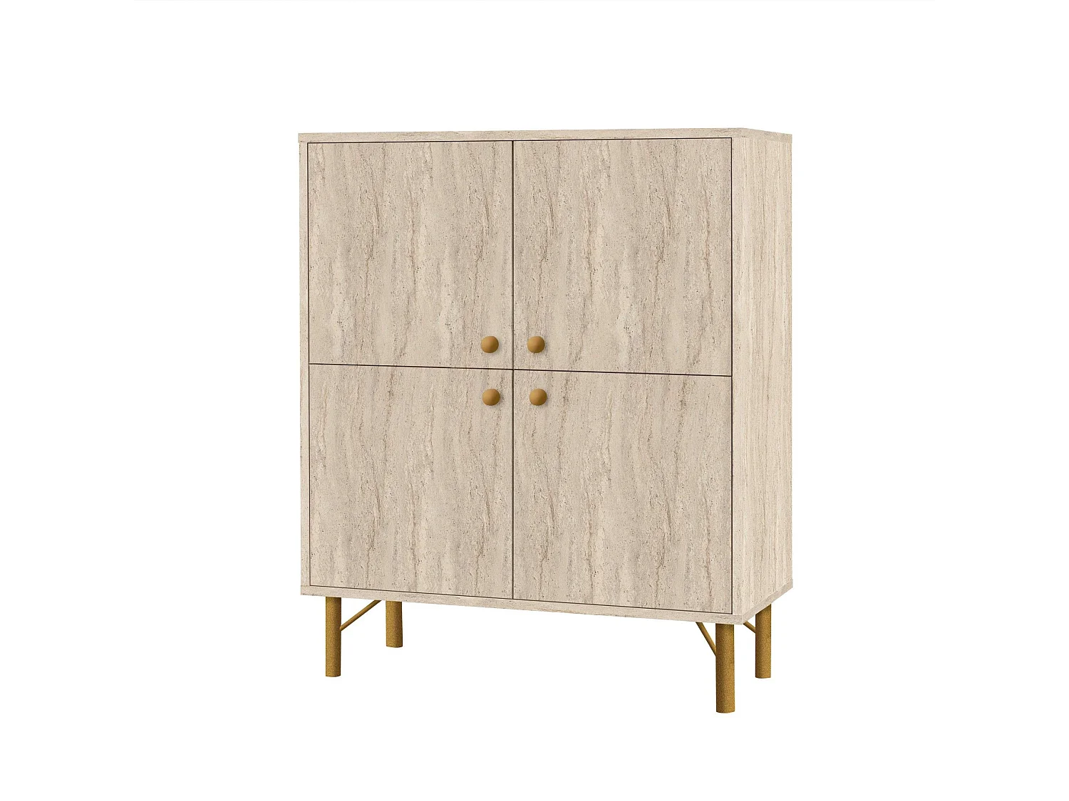 Buffet 4 portes Soho 95x111cm Bois Effet Travertin Beige