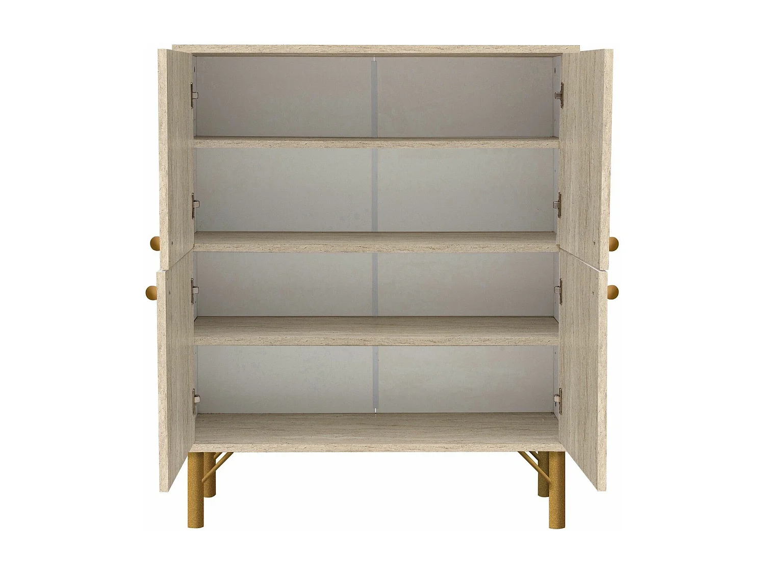 Buffet 4 portes Soho 95x111cm Bois Effet Travertin Beige