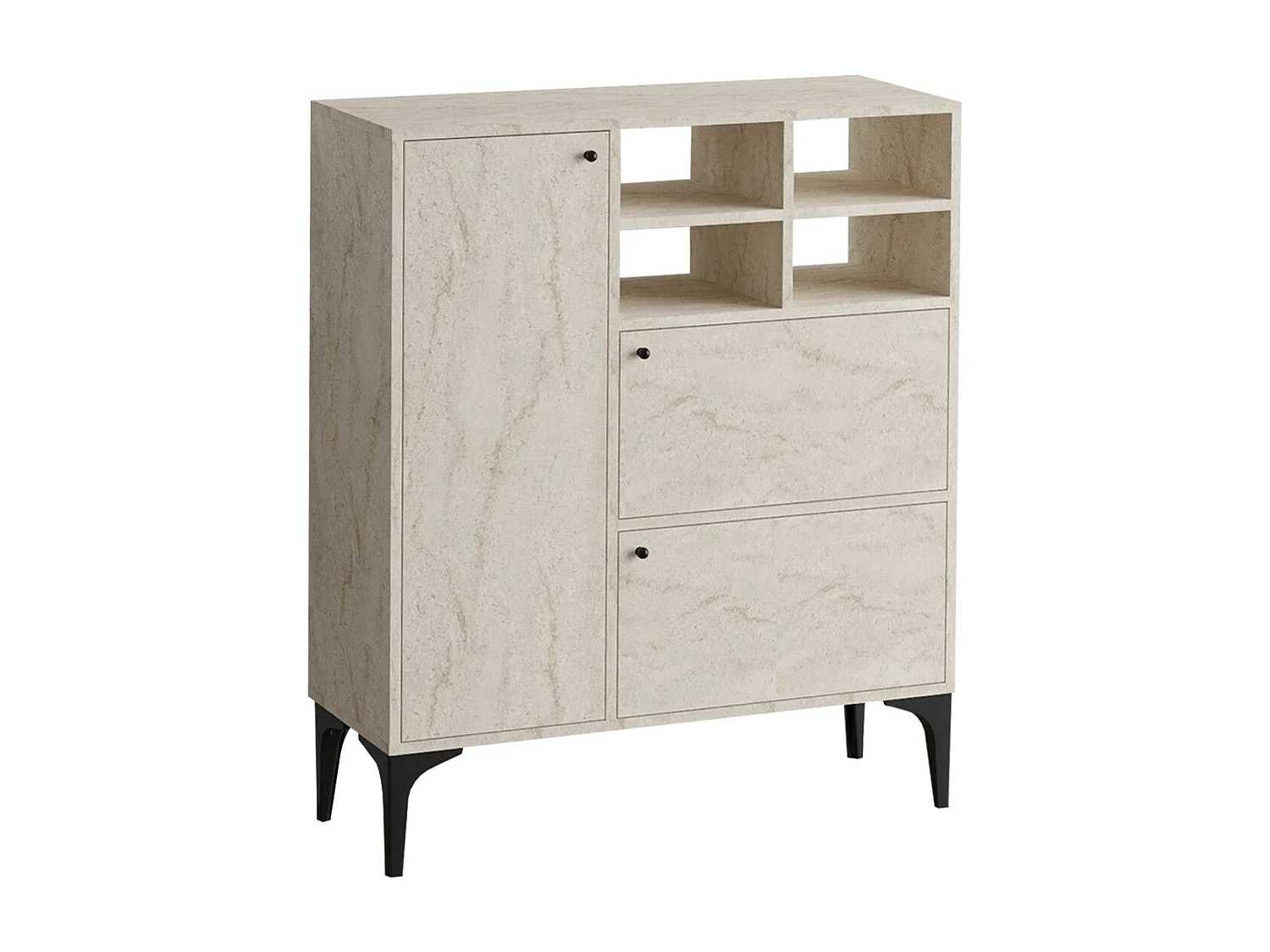 Aparador – 100 cm x 125 cm x 35 cm – Cor Travertino – Painel de Partículas revestido a Melamina