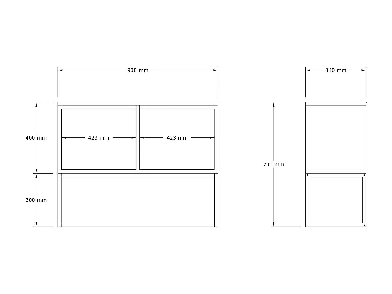 Buffet moderne 2 portes Zinette L90cm Effet marbre Blanc et Or